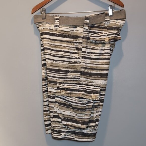 3/$20 WearFirst Camo Striped Cargo Shorts Survivor Belted Sporty Hiking Utility - Picture 7 of 10